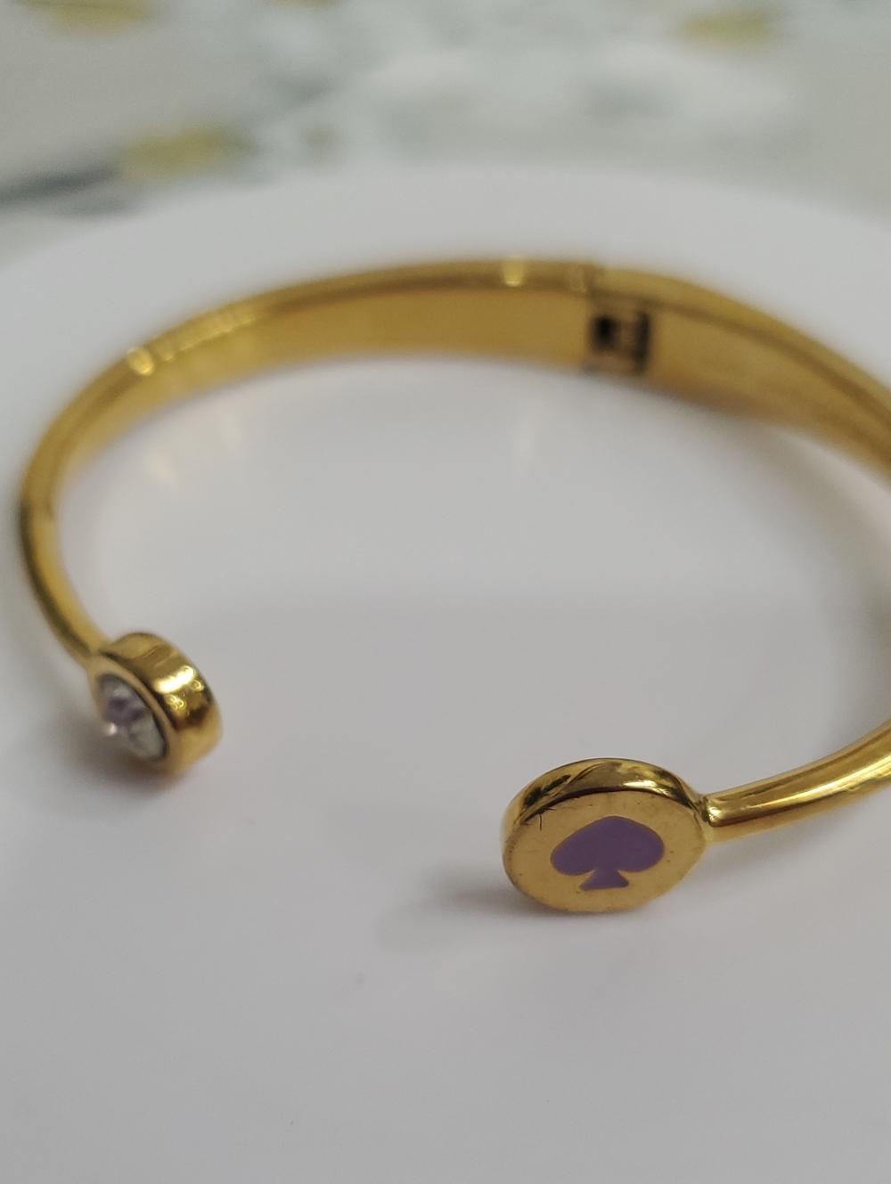 kate spade Gold-Tone Open Cuff Bracelet with Purple Spade and Crystal - Picture 11 of 16